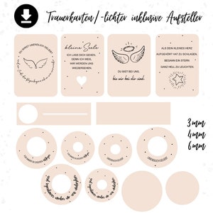 Digital file including commercial license - SVG lasercut file mourning cards and mourning lights, including stand