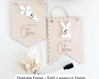 SVG Lasercut inkl. Gewerbelizenz -Datei 2 verschiedene Countdowntafeln für Oster, Ostern svg  Digitale Datei