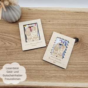Laserdatei beste Freundinnen, Paar Herzhände Nr. 2, Halter für Geld oder Gutschein, SVG, dxf, png, pdf inkl. Gewerbelizenz