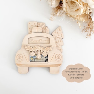 SVG Christmas car cash gift, voucher holder, SVG lasercut file including commercial license wedding car