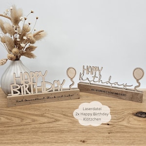 Laserdatei 2 Klötzchenmotive Geburtstag, Happy Birthday, Geschenkidee, Geburtstagsdatei, SVG, dxf, png, pdf inkl. Gewerbelizenz