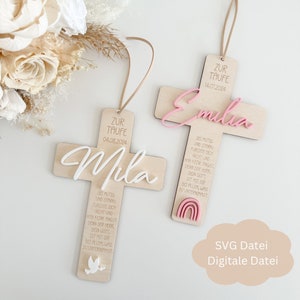 Fichier SVG - Croix pour baptême, communion, confirmation, fichier laser avec licence commerciale