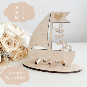 SVG lasercut file including commercial license cash gift boat for baptism, communion, confirmation