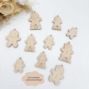 Fichier laser famille de pain d’épice Noël, cadeaux pendentifs, décorations d’arbre de Noël, SVG, png, dxf, pdf licence commerciale incl.
