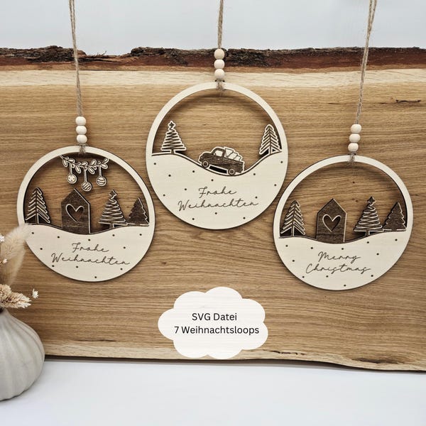 SVG Loop Weihnachten, Weihnachtszauber, Winterloop, Winterlandschaft, Frohe Weihnachten, Laserdatei inklusive Gewerbelizenz, Laserdatei