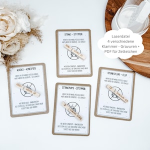 Laserdatei 4x Klammern, Geburtsgeschenk, Stinki Stopper, Mama/Papa du bist, Geschenke Baby, SVG, pdf, png, dxf, Gewerbelizenz