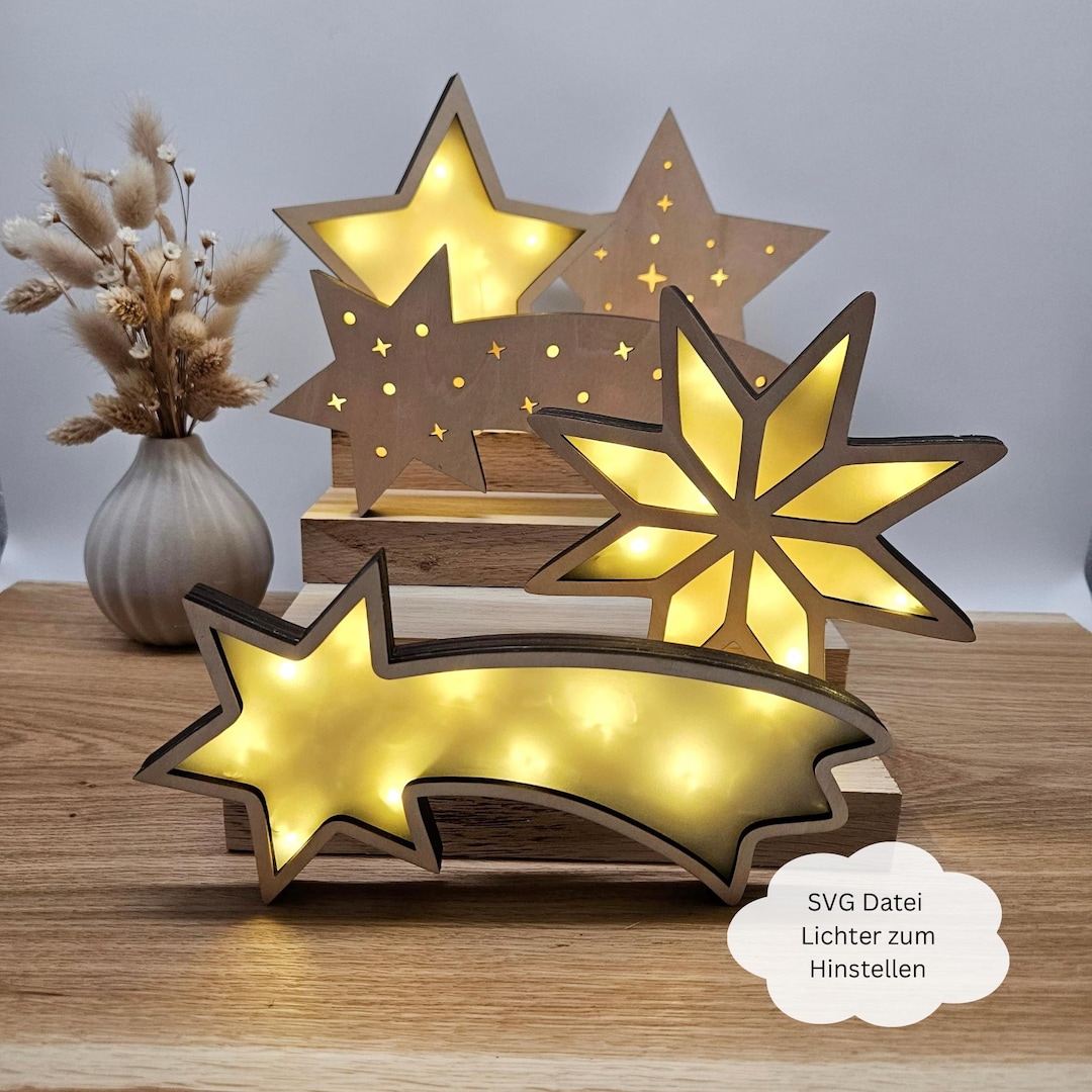 Lumières SVG à poser, lumières de Noël, étoiles lumineuses, étoile ...