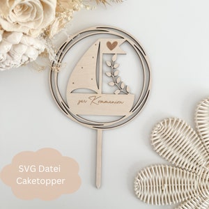 Fichier SVG avec licence commerciale - Cake Topper Loop Floral pour baptême / communion / confirmation, Cake Topper