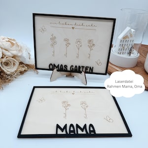 Marco de archivo láser para el Día de la Madre con zarcillo de flores, abuela, jardín de la abuela, flores de nacimiento, SVG, pdf, png, dxf con licencia incluida
