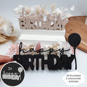 STL 3D Druckdatei, 2 Happy Birthday Aufsteller, Trockenblumenaufsteller, Geburtstag, Geschenkidee Geburtstag, Druckdatei