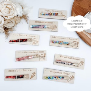 Portavelas con lima láser, porta tubos de ensayo para matrícula escolar, motivos escolares, regalo de matrícula escolar, regalo para invitados, escolar, SVG, PDF, PNG, DXF