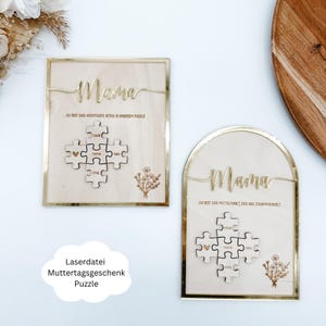 Laserdatei Muttertagsgeschenk, Puzzle Mama, Muttertagsaufsteller, Geschenk Mama, SVG, pdf, png, dxf inkl. Gewerbelizenz