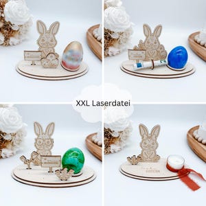 XXL laser file Easter stand, tealight holder, cash gift, egg stand, egg holder, 3 mm, 4 mm, SVG, pdf, png, dxf including commercial license