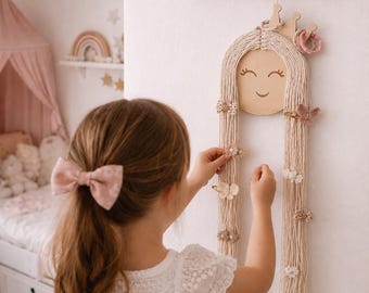 personalisierter Haarspangenhalter Mädchenkopf, Aufbewahrung Haarspangen, Geschenkidee fuer Maedchen