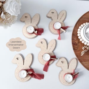 File laser 5 diversi portacandele orecchio floppy Pasqua, idea regalo Pasqua, portacandele Pasqua, SVG, pdf, png, dxf incl. licenza commerciale