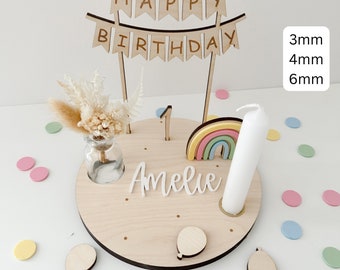 SVG file including commercial license Birthday plate with numbers, rainbow and pennant chain Happy Birthday, SVG FILE Birthday plate