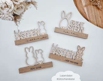 Laser file 7 block motifs Easter, gift idea Easter, block file 160 x 22 mm Easter, SVG, pdf, png, dxf including commercial license