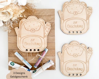 Archivo cortado con láser SVG incl. licencia comercial 3 diseños mochila escolar con bolsa de azúcar como regalo de dinero para comenzar la escuela, idea de regalo para comenzar la escuela
