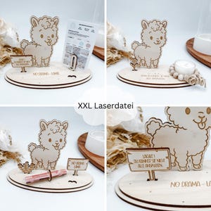 Fichier laser alpaga, support lama, 3 mm, 4 mm, 6 mm, petit encouragement, collègues de travail, cadeau en espèces, SVG, pdf, png, dxf avec licence commerciale