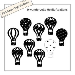 SVG Datei inkl. Gewerbelizenz -9 wundervolle Heißluftballons mit außergewöhnlicher Form