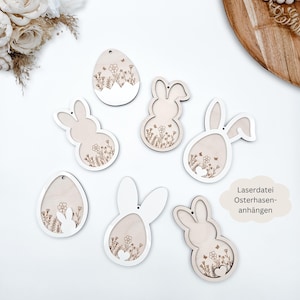 File laser di vari ciondoli per cestini pasquali, cespuglio pasquale, prato fiorito, farfalle, coniglietti pasquali, SVG, png, pdf, dxf inclusa licenza commerciale