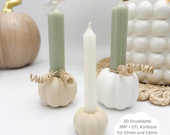 Fichier d'impression 3D, StL, 3MF, automne, décoration d'automne, citrouille, bougeoir, présentoir, champignon 3D, bienvenue à l'automne, présentoir d'automne