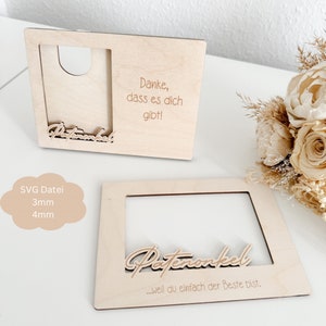 File SVG inclusa licenza commerciale cornice padrino, idea regalo file laser nonna, regali file laser festa della mamma, regali compleanni