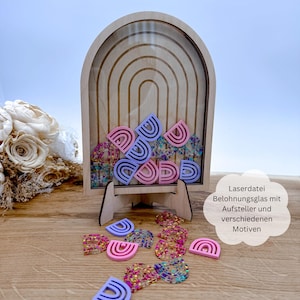 Arquivo laser recompensa vidro arco-íris com suporte e vários motivos, quadro de recompensa, SVG, pdf, png, dxf incluindo licença comercial