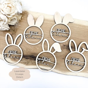 Laserdatei 5 Loops für Ostern, Osterloops Frohe Ostern, Geschenkidee Ostern, SVG, pdf, png, dxf inkl. Gewerbelizenz