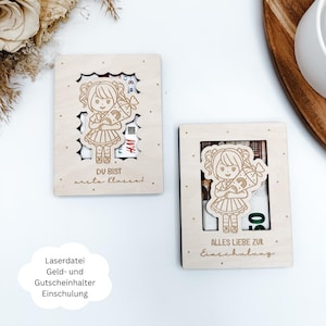 Porta billetes y vales para matrícula escolar, bolsa grande de dulces para niña, idea de regalo para escolares, regalo de dinero para la escuela, SVG, PDF, PNG, DXF