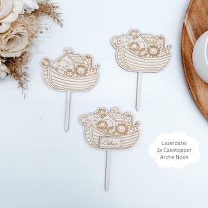 Laserdatei Caketopper für Kommunion, Kommunion, Taufe, Firmung, Arche, Arche Noah, Tiere, SVG, pdf, png, dxf inkl. Gewerbelizenz