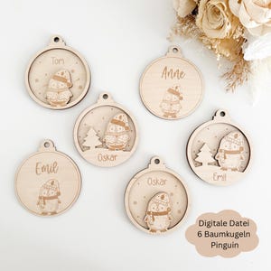 Palle dell'albero SVG Pinguino di Natale, file SVG inclusa licenza commerciale