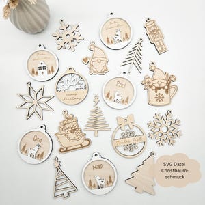 Archivo láser de diferentes adornos para árboles de Navidad, adornos para árboles de Navidad, bolas de árboles de Navidad, SVG, png, pdf, dxf incl.