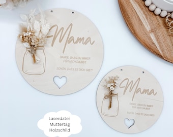 File laser Festa della mamma, cartello per la mamma, idea regalo Festa della mamma, SVG, pdf, png, dxf, inclusa licenza commerciale