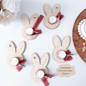 Fichier laser 5 photophores différents Pâques, idée cadeau Pâques, bougeoir Pâques, SVG, pdf, png, dxf licence commerciale incl.