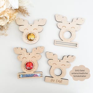SVG Rentier-Schokohalter und Geldgeschenk , SVG Laserdatei inkl. Gewerbelizenz, Baumschmuck Weihnachten