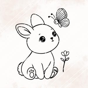 Fichier plotter lapin, papillon, fleur, SVG, pdf, png, dxf avec licence commerciale