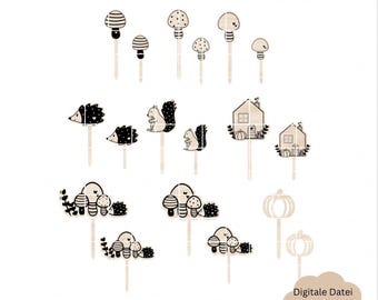 SVG incl. commercial license 9 cake toppers / muffin toppers autumn motifs