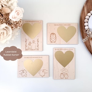 Cartes de fichiers laser avec cœur à gratter pour la Saint-Valentin, cartes de Saint-Valentin, SVG, dxf, png, pdf licence commerciale incl.