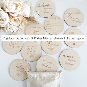 Digitale Datei inkl. Gewerbelizenz , SVG Datei 32 wundervolle Meilensteine 1. Lebensjahr