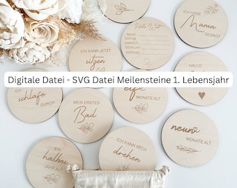 Digital file including commercial license, SVG file 32 wonderful milestones 1st year of life