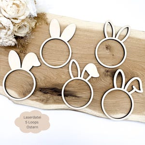 Fichier laser 5 boucles pour Pâques, boucles de Pâques vierges, idée cadeau de Pâques, SVG, pdf, png, dxf licence commerciale incl.