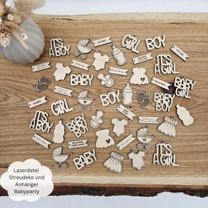 Laserdatei Anhänger und Streudeko Babyparty, Deko Babyparty, Anhänger Babygeschenk, SVG, png, dxf, pdf inkl. Gewerbelizenz