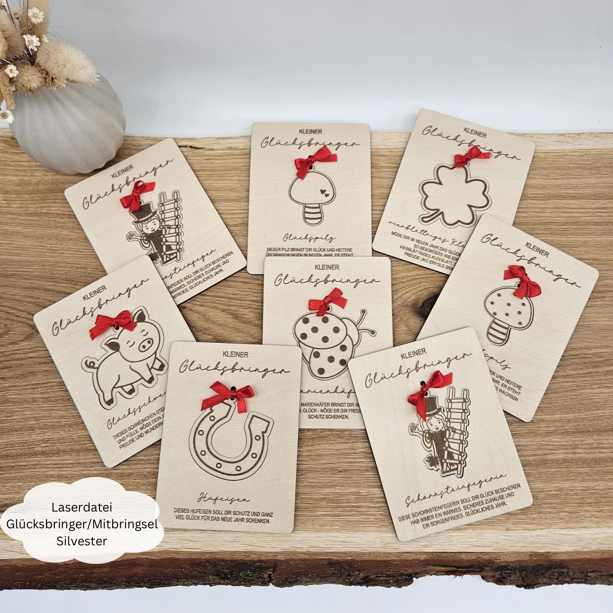 Laser file 8 lucky charms, New Year's Eve souvenirs, SVG, png, dxf, pdf, laser file including commercial license