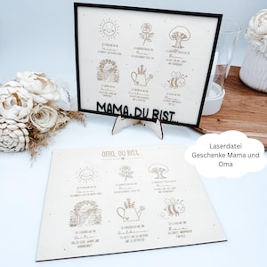 Laserdatei Rahmen fuer Muttertag, Oma, Mama, du bist, Muttertagsgeschenk, Geschenkidee Mama und Oma, SVG, pdf, png, dxf inkl. Gewerbelizenz