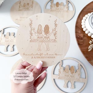 Laserbestand 12 lussen, beste vrienden, wijnglas 1/3 bestanden, Valentijnsdag, gedroogde bloemenlussen, SVG, dxf, png, pdf incl