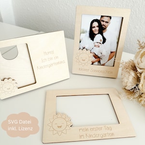 SVG Datei inkl. Gewerbelizenz Bilderrahmen Sonne Kitakind, Laserdatei Geschenkidee Oma, Laserdatei Geschenke Muttertag