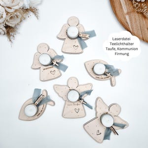 Laser file 6 tealight holders for communion, baptism, confirmation, SVG, pdf, png, dxf including commercial license