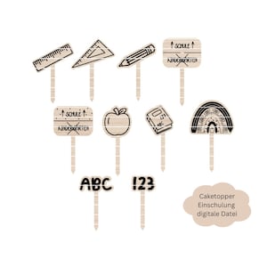 SVG Lasercut-Datei inkl. Gewerbelizenz 10 Caketopper zur Einschulung