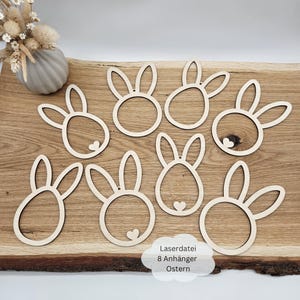 Laserdatei 8 Anhänger für Ostern, stehende Ohren1, Geschenkidee Ostern, SVG, pdf, png, dxf inkl. Gewerbelizenz